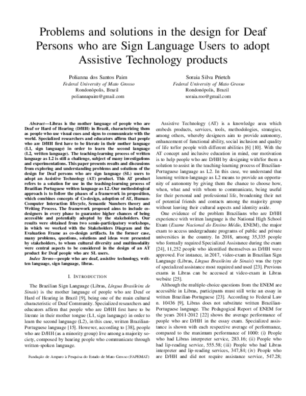 (PDF) Problems and Solutions in the Design for Deaf Persons who are ...
