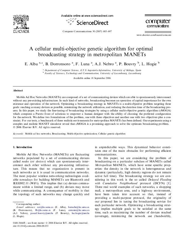 (PDF) A cellular multi-objective genetic algorithm for optimal ...