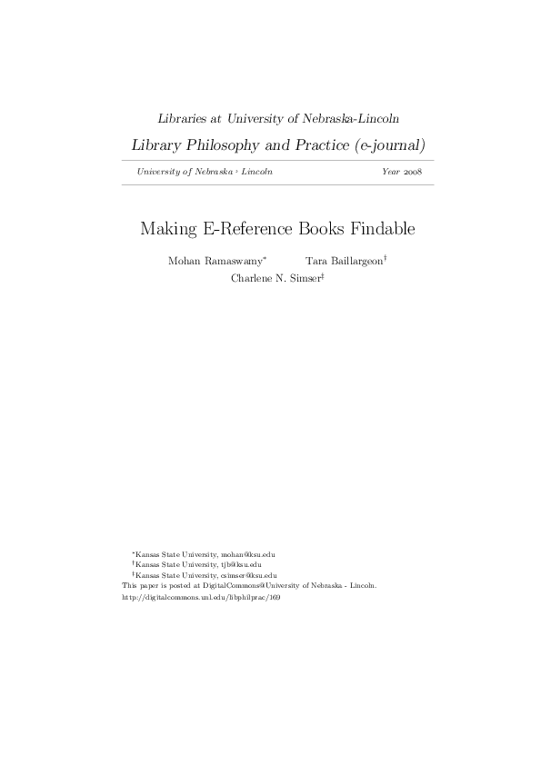 (PDF) Making ereference works findable