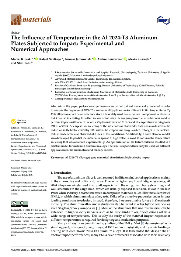 (PDF) The Influence of Temperature in the Al 2024-T3 Aluminum Plates ...