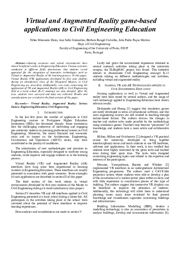 (PDF) Virtual and augmented reality game-based applications to civil ...