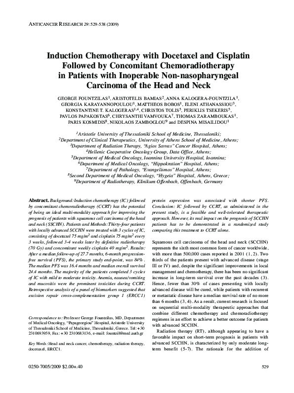 (PDF) Induction chemotherapy with docetaxel and cisplatin followed by ...