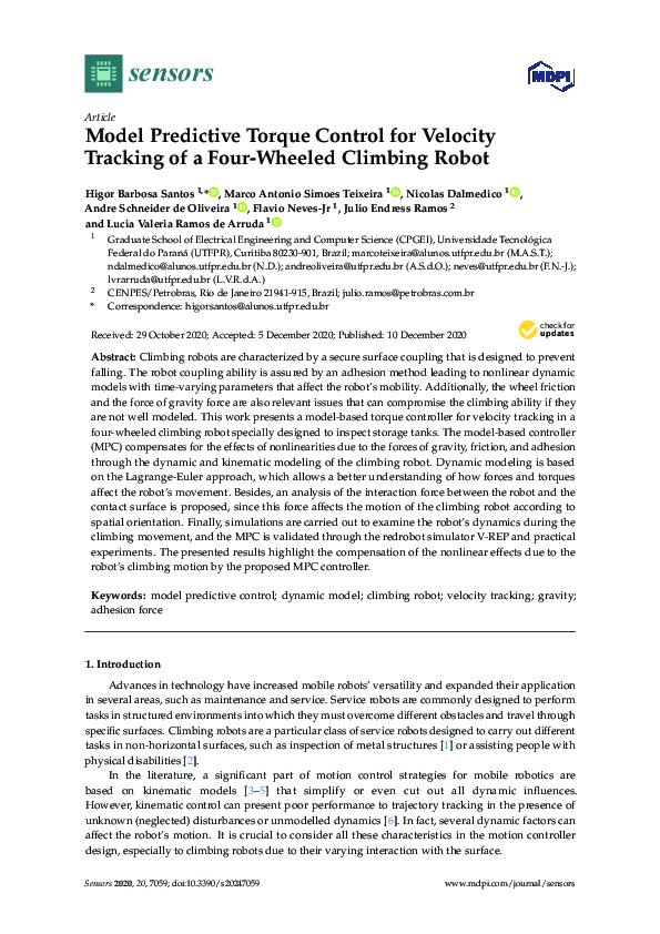 (PDF) Model Predictive Torque Control for Velocity Tracking of a Four ...