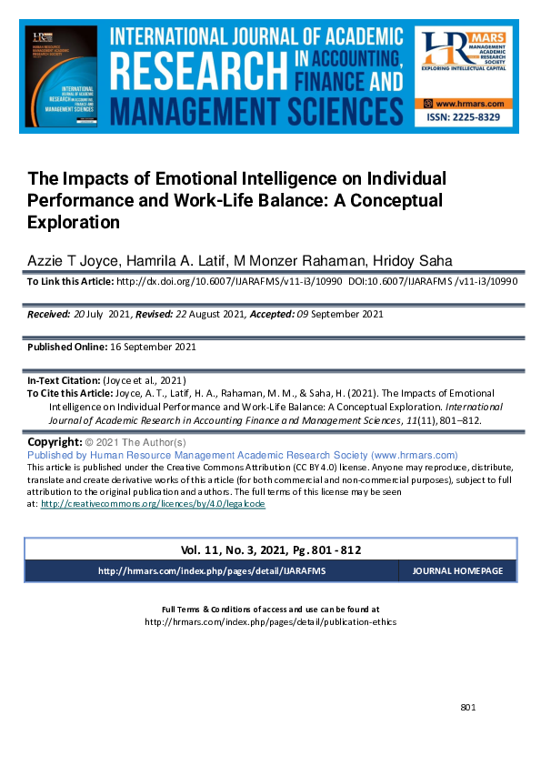 (PDF) The Impacts of Emotional Intelligence on Individual Performance ...