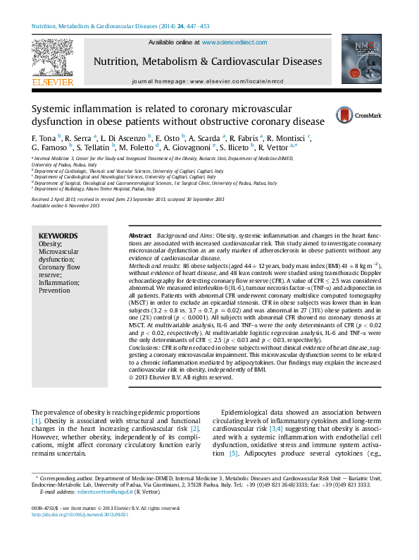 (PDF) Systemic inflammation is related to coronary microvascular