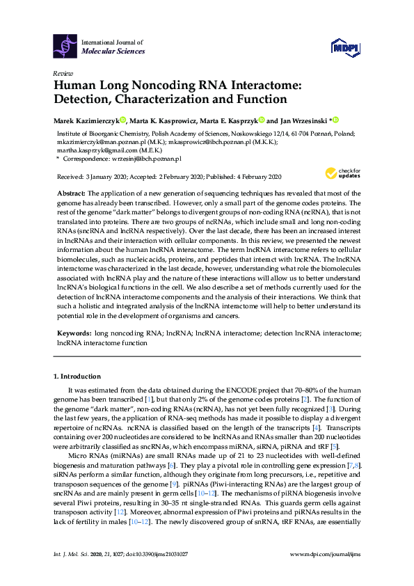 (PDF) Human Long Noncoding RNA Interactome: Detection, Characterization ...
