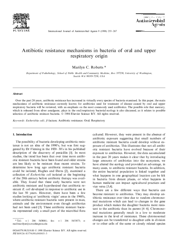 (PDF) Antibiotic resistance mechanisms in bacteria of oral and upper ...