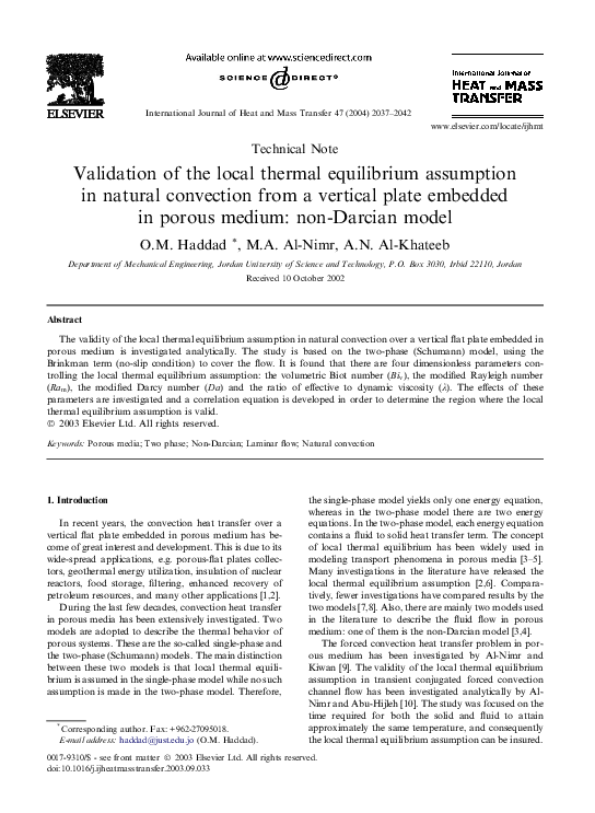 (PDF) Validation of the local thermal equilibrium assumption in natural ...