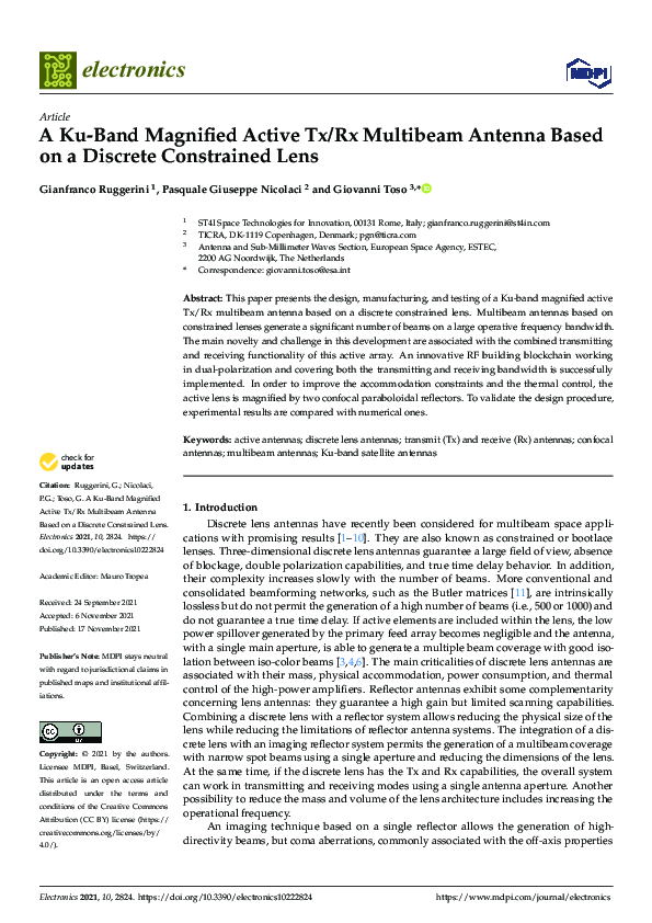 (PDF) A Ku-Band Magnified Active Tx/Rx Multibeam Antenna Based on a ...