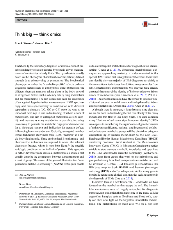 (PDF) Think big — think omics