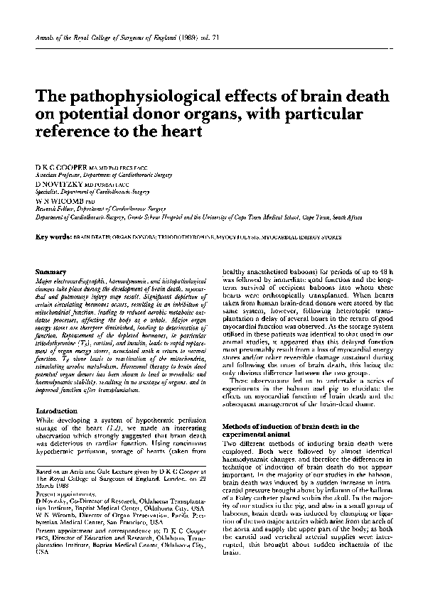 (PDF) The pathological effects of brain death on potential donor organs ...