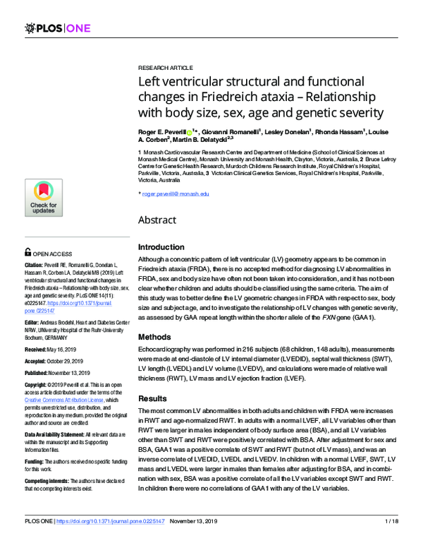 (PDF) Left ventricular structural and functional changes in Friedreich ...