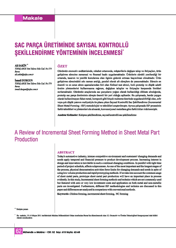 (PDF) A Review of Incremental Sheet Forming Method in Sheet Metal Part ...