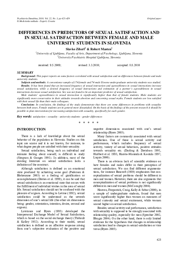 (PDF) Differences in predictors of sexual satisfaction and in sexual ...