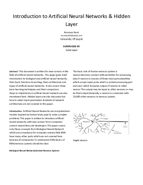 (PDF) Introduction to artificial neural networks