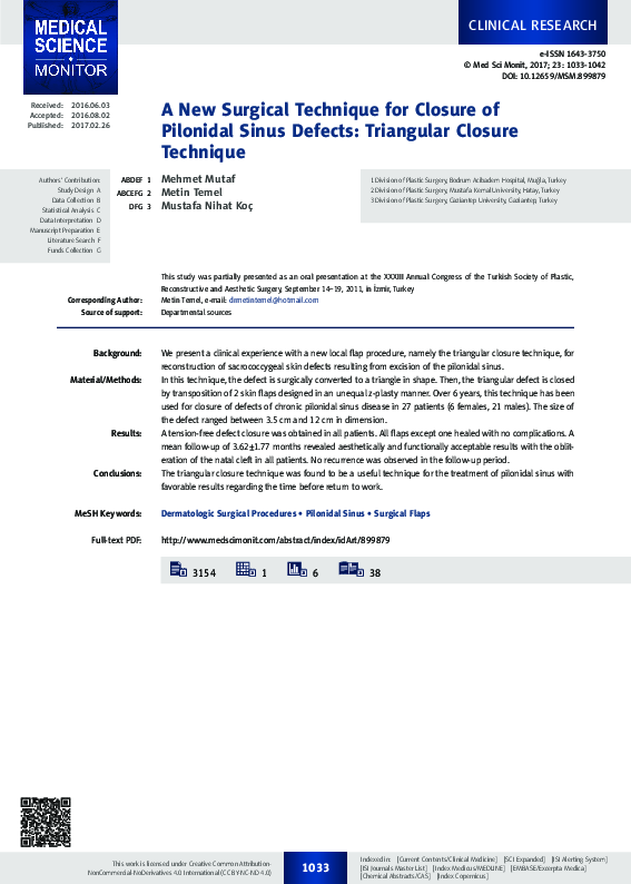 (PDF) A New Surgical Technique for Closure of Pilonidal Sinus Defects ...