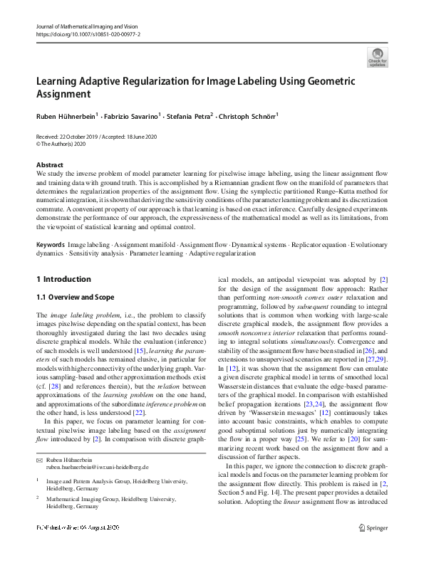 (PDF) Learning Adaptive Regularization for Image Labeling Using ...