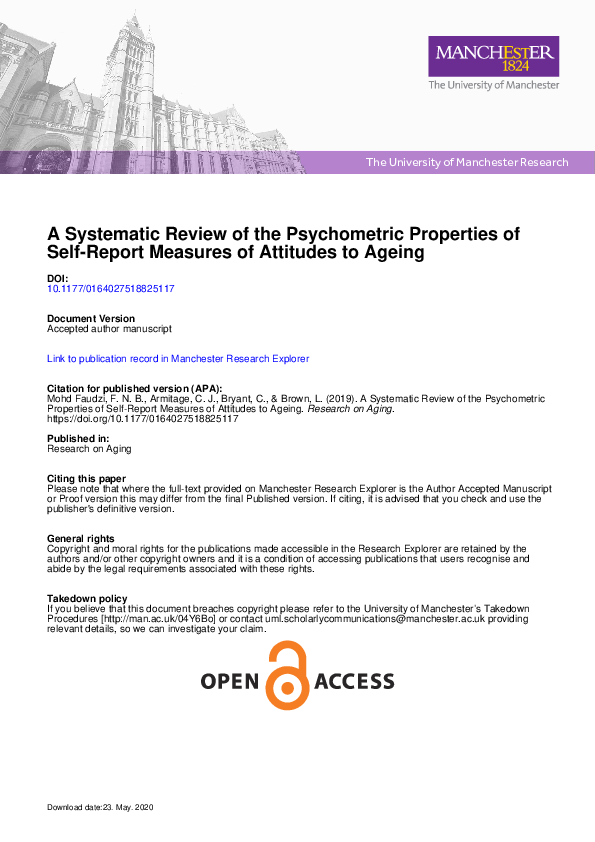 (PDF) A systematic review of the psychometric properties of self-report ...