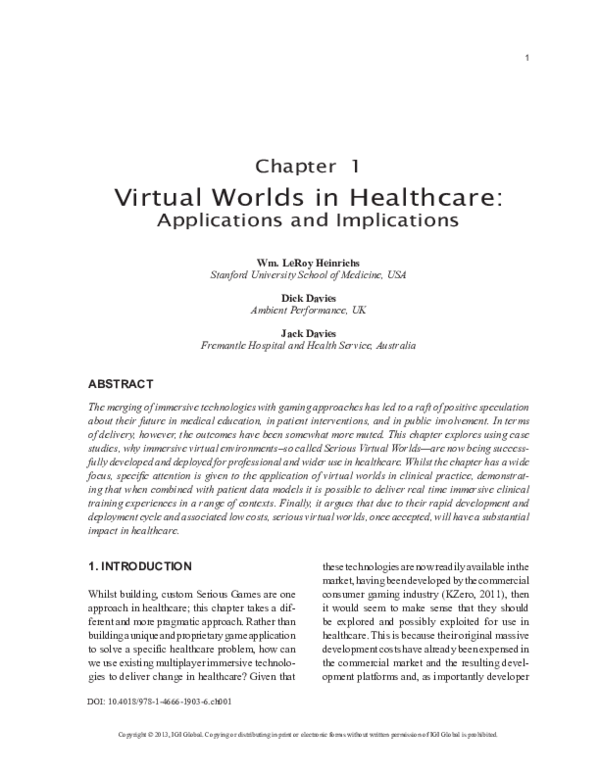 (PDF) Virtual Worlds in Healthcare
