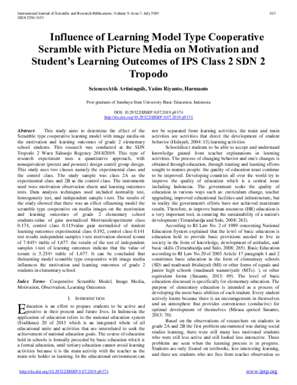 (PDF) Influence of Learning Model Type Cooperative Scramble with ...