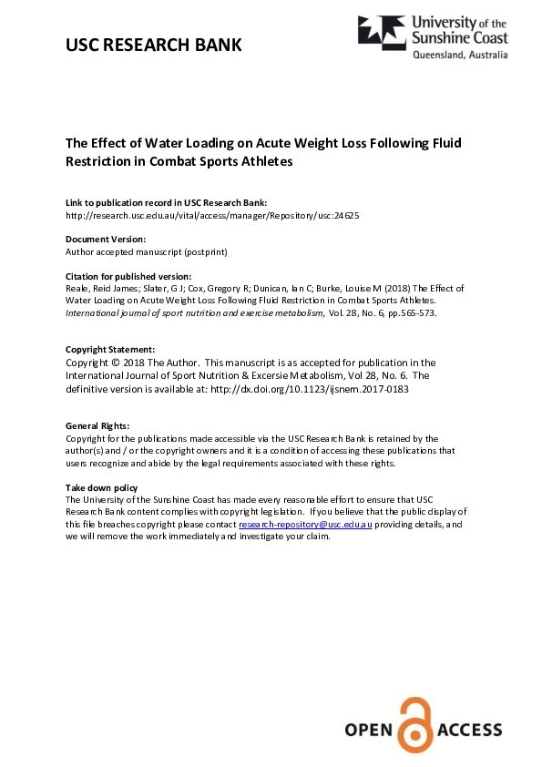 (PDF) The Effect of Water Loading on Acute Weight Loss Following Fluid ...