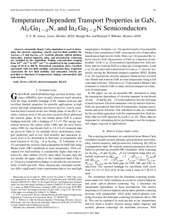 (PDF) Temperature dependent transport properties in GaN, AlxGa 1-xN ...