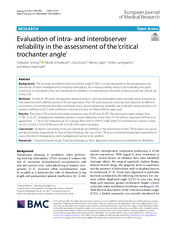 (PDF) Evaluation of intra- and interobserver reliability in the ...