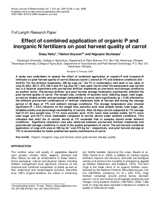 (PDF) Effect of combined application of organic P and inorganic N ...