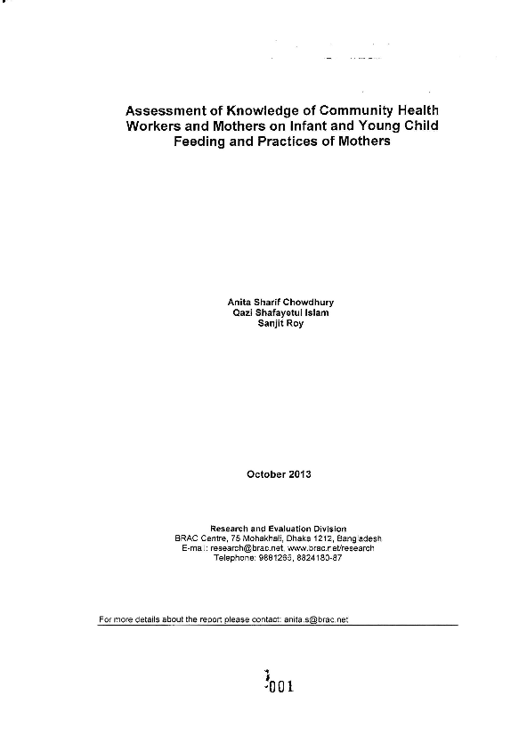 (PDF) Assessment of knowledge of community health workers and mothers ...