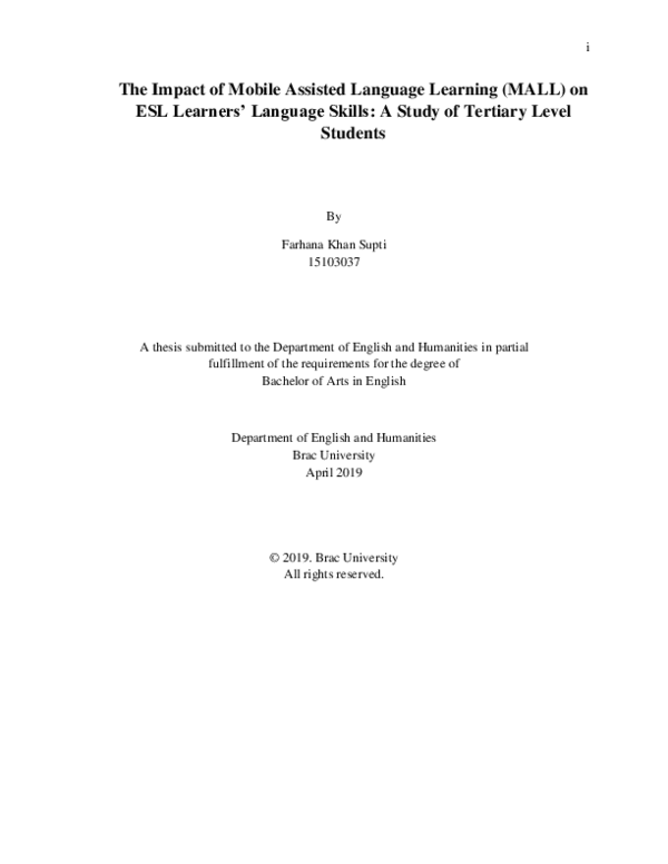 (PDF) The impact of Mobile Assisted Language Learning (MALL) on ESL ...