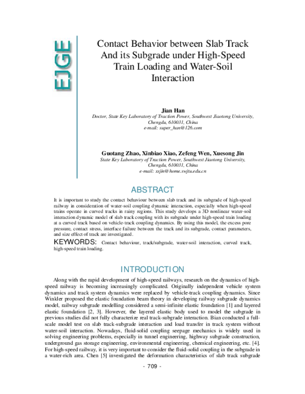 (PDF) Contact Behavior between Slab Track And its Subgrade under High ...