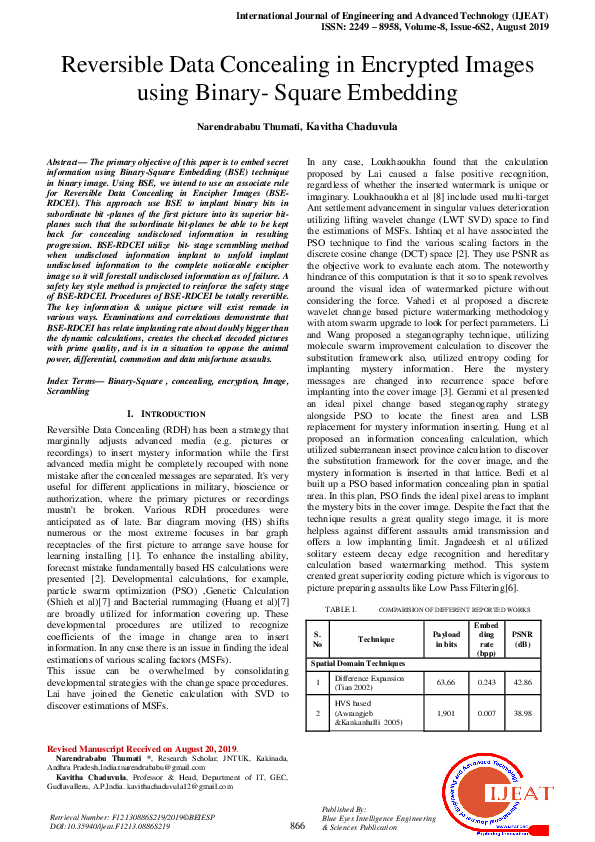 (PDF) Reversible Data Concealing in Encrypted Images using Binary ...