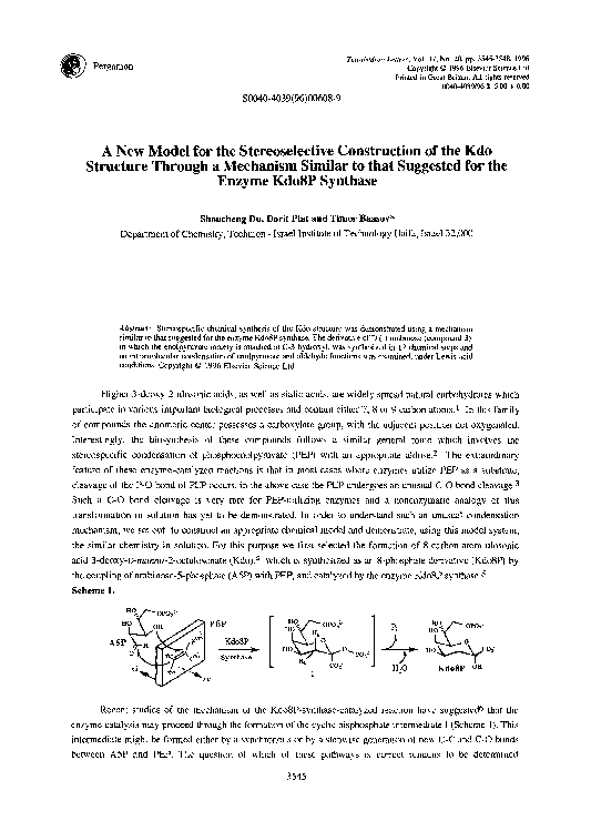 (PDF) A new model for the stereoselective construction of the Kdo ...