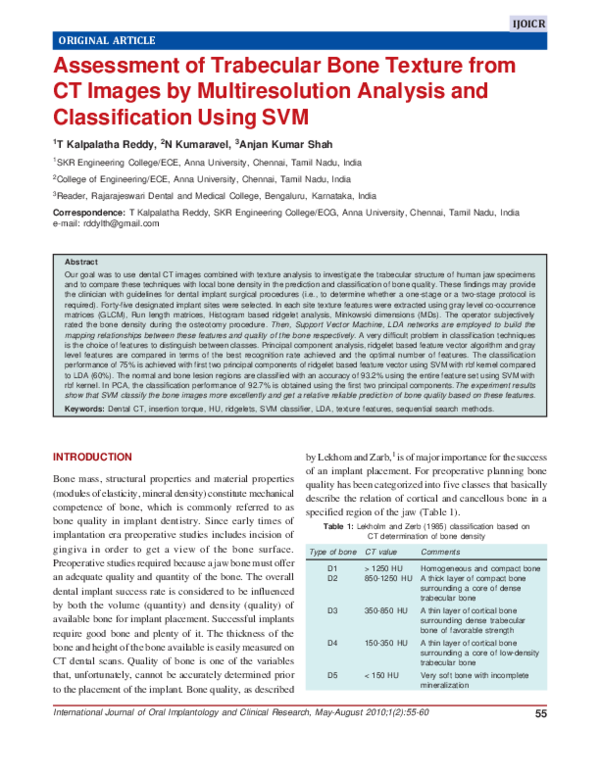 (PDF) Assessment of Trabecular Bone Texture from CT Images by ...