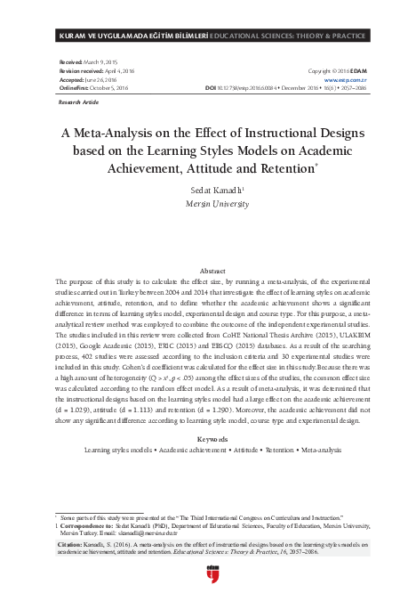 (PDF) A Meta-Analysis on the Effect of Instructional Designs based on ...