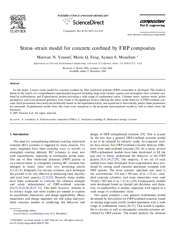 (PDF) Stress-strain model for concrete confined by FRP composites