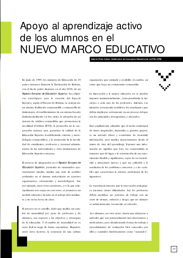 (PDF) Apoyo al Aprendizaje Activo de los Alumnos en el Nuevo Marco ...