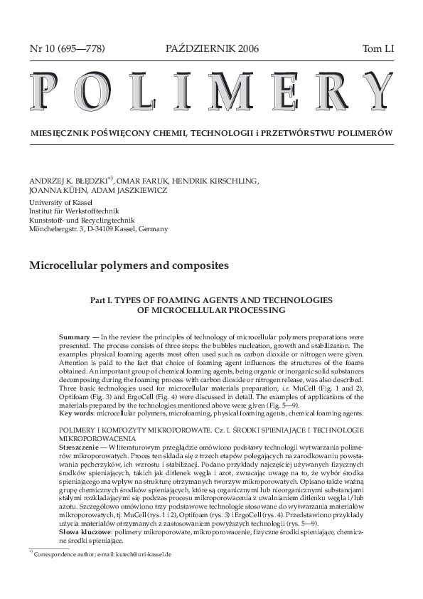 (PDF) Microcellular polymers and composites Part I. Types of foaming ...
