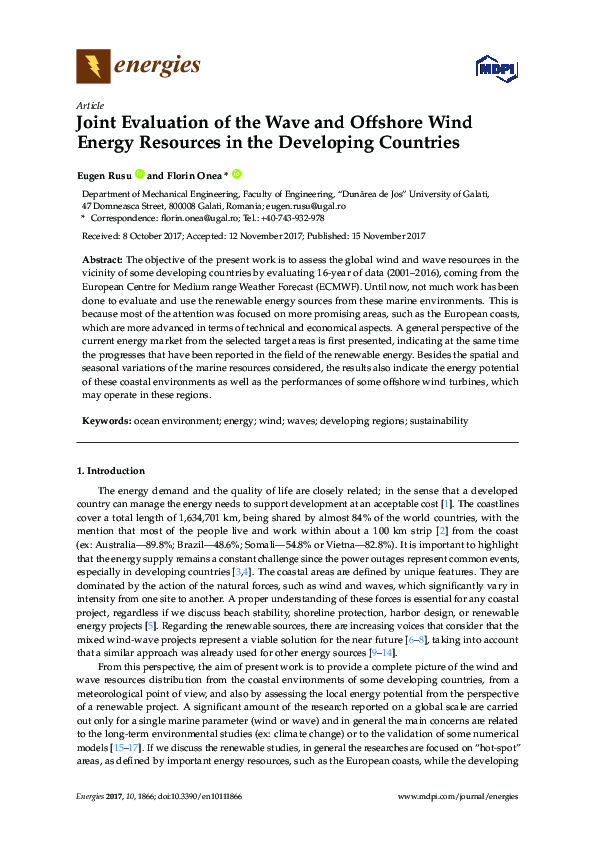 (PDF) Joint Evaluation of the Wave and Offshore Wind Energy Resources ...