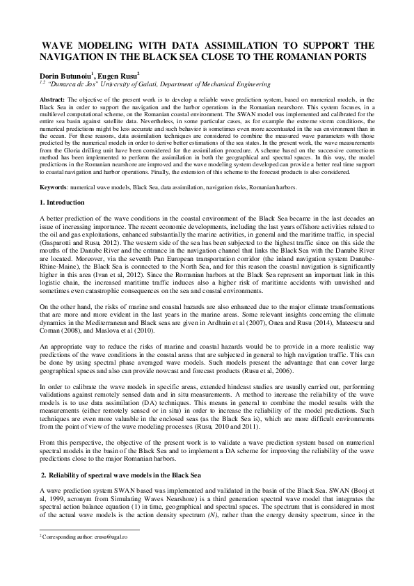 (PDF) Wave Modeling with Data Assimilation to Support the Navigation in ...