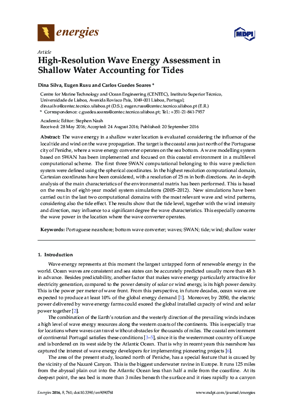 (PDF) High-Resolution Wave Energy Assessment in Shallow Water ...