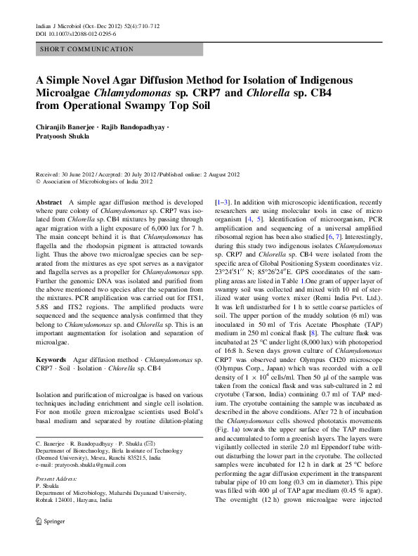 (PDF) A Simple Novel Agar Diffusion Method for Isolation of Indigenous ...