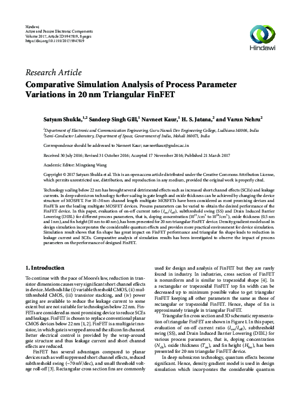 (PDF) Comparative Simulation Analysis of Process Parameter Variations ...