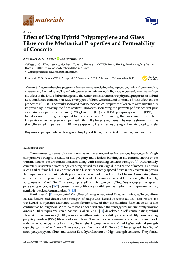 (PDF) Effect of Using Hybrid Polypropylene and Glass Fibre on the ...