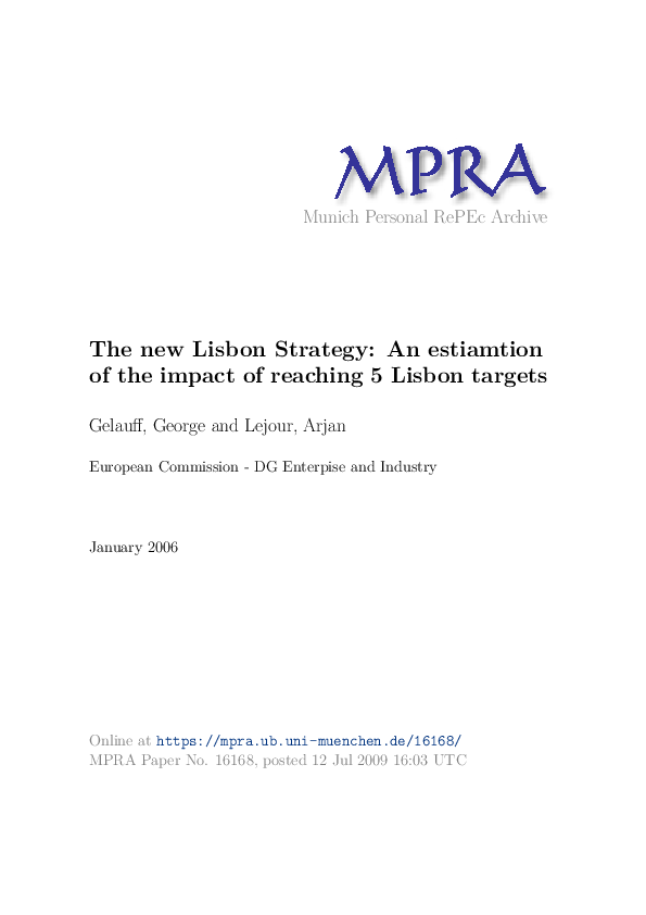(PDF) The new Lisbon Strategy: An estiamtion of the impact of reaching ...