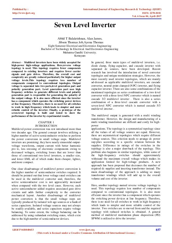 (PDF) Seven Level Inverter