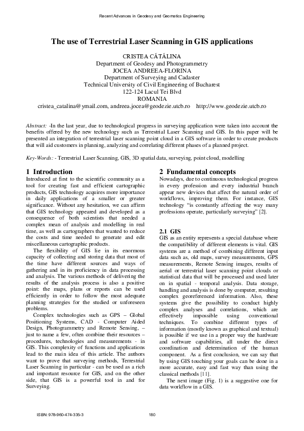 (PDF) The use of Terrestrial Laser Scanning in GIS applications