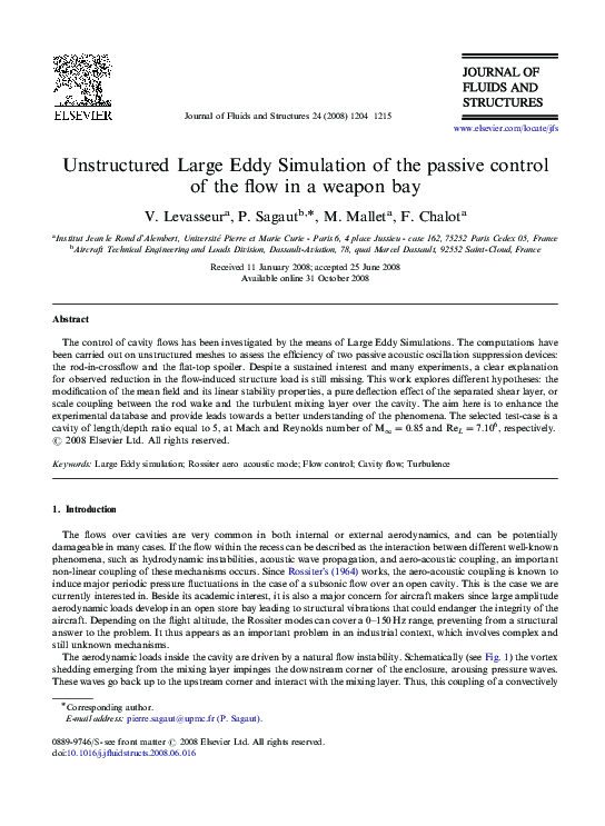 (PDF) Unstructured Large Eddy Simulation of the passive control of the ...