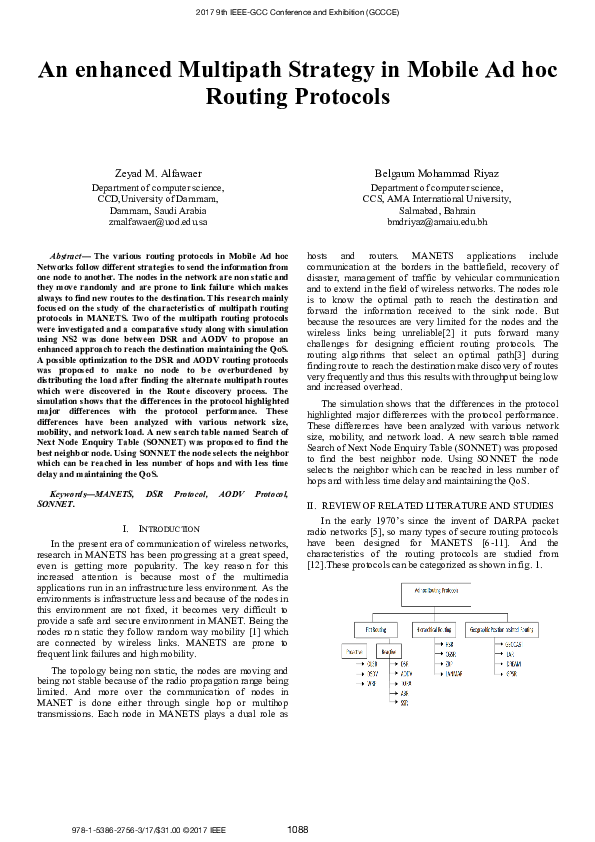(PDF) An Enhanced Multipath Strategy in Mobile Ad Hoc Routing Protocols