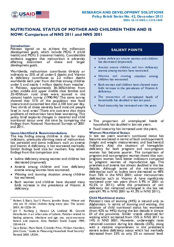 (PDF) Changes in the Nutritional Status of Women and Children over the ...